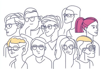 Multiple personas showed in a face outline illustration. 
