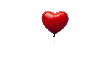 Red balloon heart shaped on transparent background 