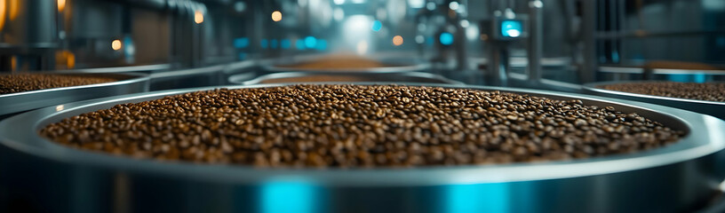 Fototapeta premium Coffee beans factory conveyor industrial process
