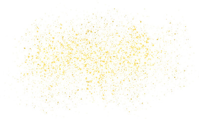 Gold flare particles shining glittering on transparent background.