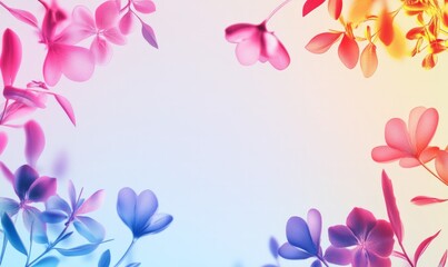 Fototapeta premium neon-colored flower outlines glowing on a bright background