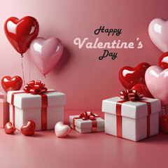 Happy valentines day background with heart balloons	
