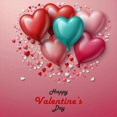 Happy valentines day background with heart balloons	