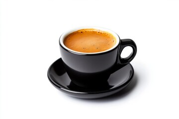 Obraz premium A steaming cup of coffee sits elegantly on a saucer. The rich color invites warmth and comfort. Perfect for morning rituals or cozy gatherings. Generative AI