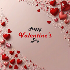 Happy valentines day background with heart balloons	