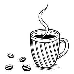 Illustration of a mug with steam isolated on a white background.