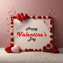 Happy valentines day background with heart balloons	
