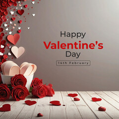 Happy valentines day background with heart balloons	