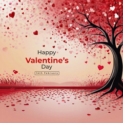 Happy valentines day background with heart balloons	