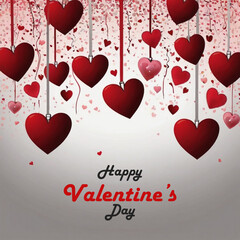 Happy valentines day background with heart balloons	