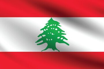 Lebanon flag official colors and proportion digital vector illustration. Pleated flag.