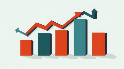 Upward and Downward Arrows on Flat Design Chart