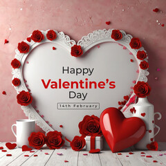 Happy valentines day background with heart balloons	
