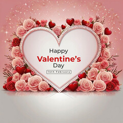 Happy valentines day background with heart balloons	