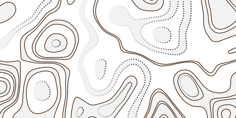 Abstract topographical doted linier graphics map background. Patterns topographic line map. Vintage outdoors style, Black and white contours stylized height topography lines map. Vector illustration.