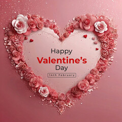 Happy valentines day background with heart balloons	