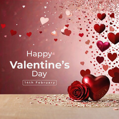Happy valentines day background with heart balloons	
