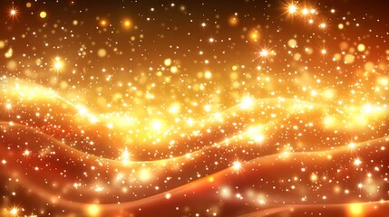 Golden Lights Sparkling Waves Festive Background