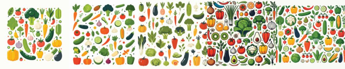 vector set of various kinds of vegetables