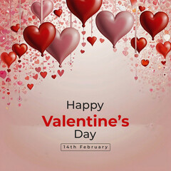 Happy valentines day background with heart balloons	