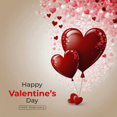 Happy valentines day background with heart balloons	
