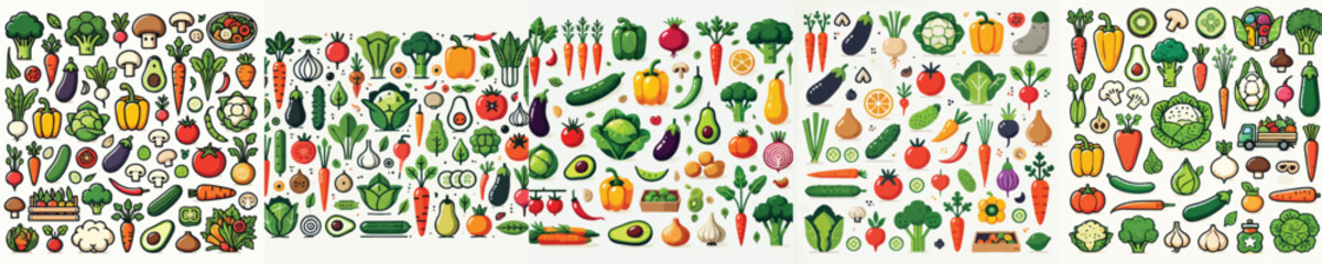 vector set of various kinds of vegetables