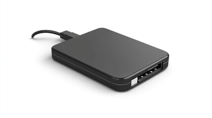 Portable hard drive on white background