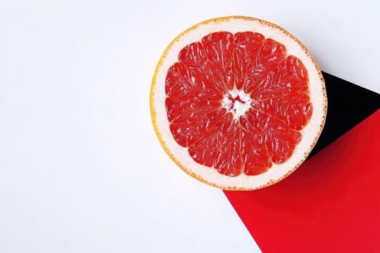Grapefruit on geometric background with modern design