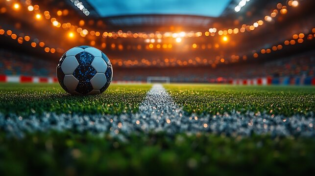 Dynamic FIFA Womens World Cup 2025 invitation card showcasing soccer balls dazzling stadium lights and national flags with a blank central section for event details