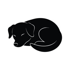 black and white dog vector illustration