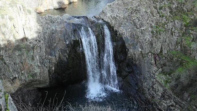 Aljibe waterfall in the area of the black villages of Guadalajara, Spain
