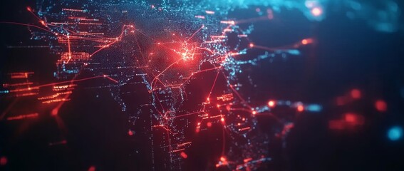 Obraz premium Exploration of global network connections with abstract digital map design against blue gradient background