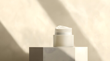 3d realistic face cream in a glass bottle	