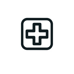 Obraz premium Minimalistic black-and-white line art icon for Health App with additional icons below in a professional vector style