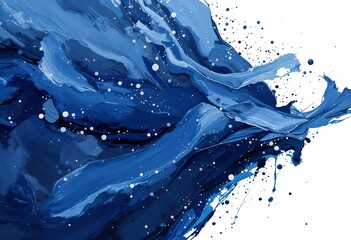 Vibrant Splashes of Blue Dance Across the Canvas in Expressive Movement. Generative AI