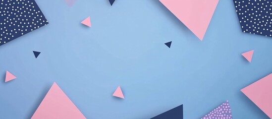 Modern geometric design with light blue, pink and navy colors  copy space