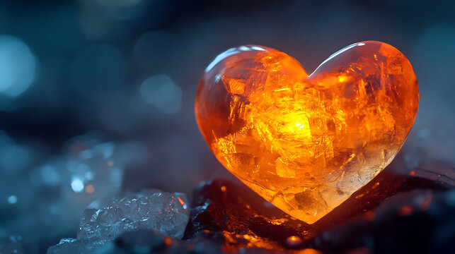 A glowing heart encased in crystal, symbolizing the promise of unconditional love