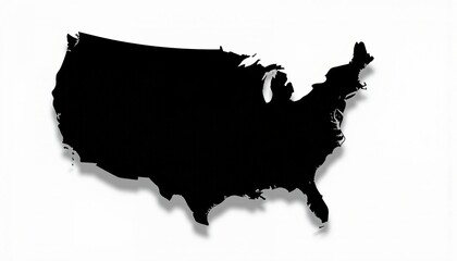 Black USA map silhouette on white background