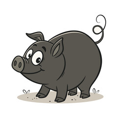 Obraz premium Stylized Black and White Pig Silhouette Design