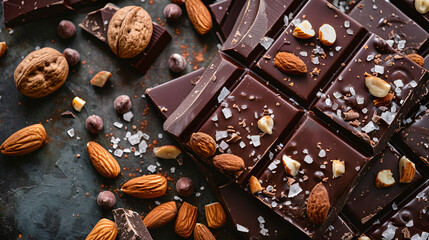 Artisan dark chocolate bars sprinkled with sea salt