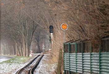narrow gauge railway tracks city park outdoor