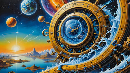 Fototapeta premium Abstraktion Die Vergänglichkeit der kosmischen Realität 16х9. Hintergrund für das Design 3.