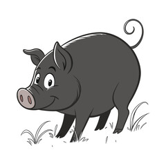 Fototapeta premium Stylized Black and White Pig Silhouette Design