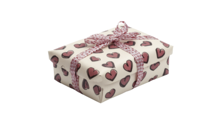 Gift box with hearts on transparent background 