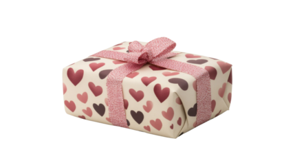 Gift box with hearts on transparent background 