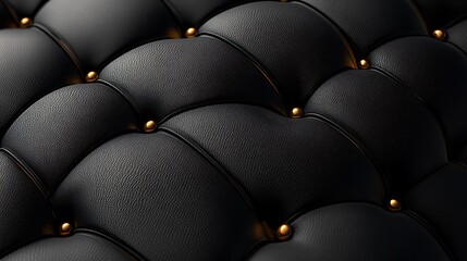 Black Leather Upholstery with Gold Button Details