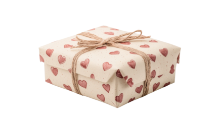 Gift box with hearts on transparent background 