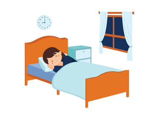 Illustration of a child sleeping in a bedroom