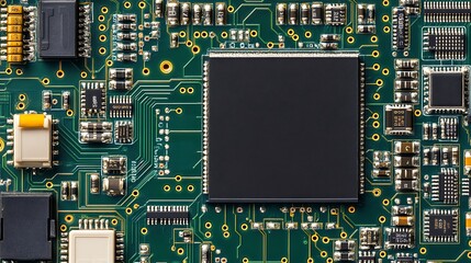 Green Circuit Board Shows Integrated Components And Connections