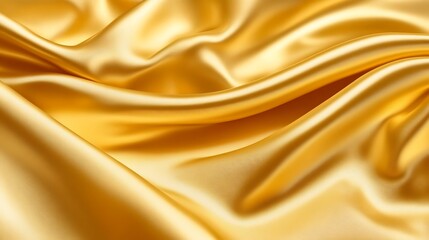 Fototapeta premium Golden Silk Fabric Draped Luxuriously Soft